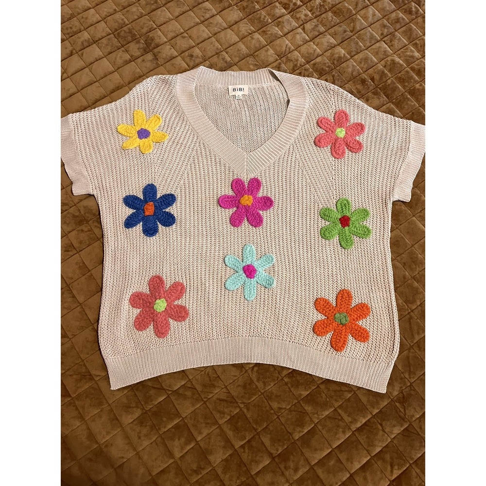 BiBi Oversized Crochet Flower Sweater – Boho Cottagecore Retro Vibes